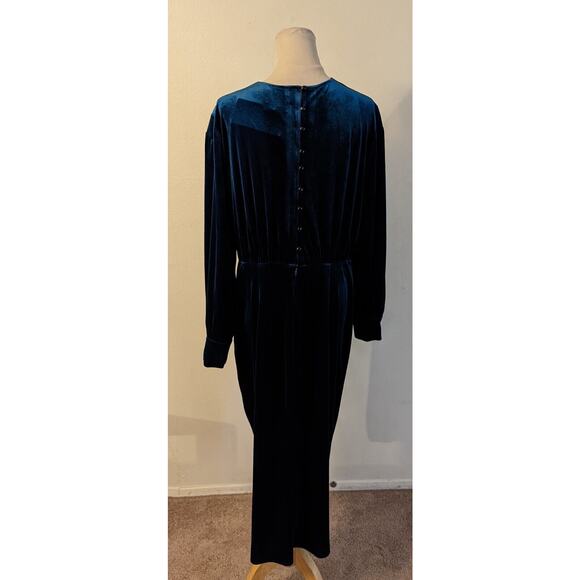 New The Linen Atelier sz L Cara Teal Velvet Velour Wedding Dress E2 - Picture 3 of 5